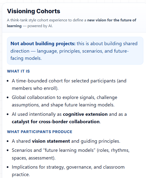 Visioning Cohorts section