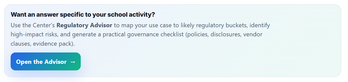 Regulatory Advisor section